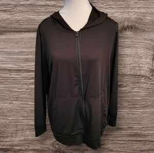 Real Essentials Athletic Zip-Up Windbreaker with Hood & 2 Front Pockets, Large,…